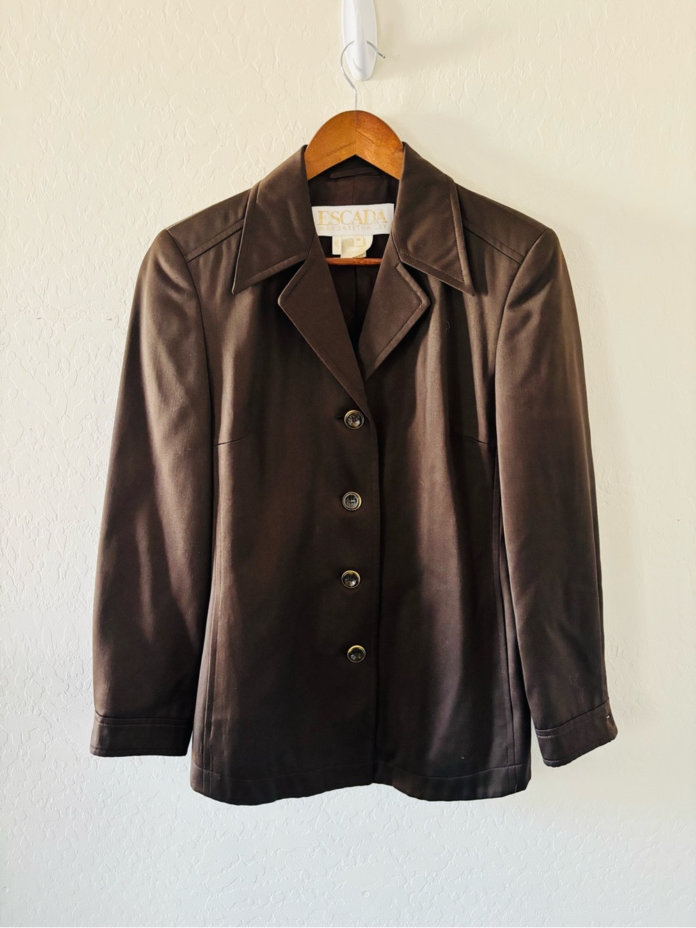 Escada by Margaretha Ley Brown Satin Blazer Jacket Women’s US 8 Luxury